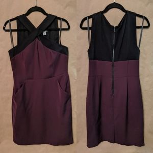 DKNY Black and Purple Colour Block Dress